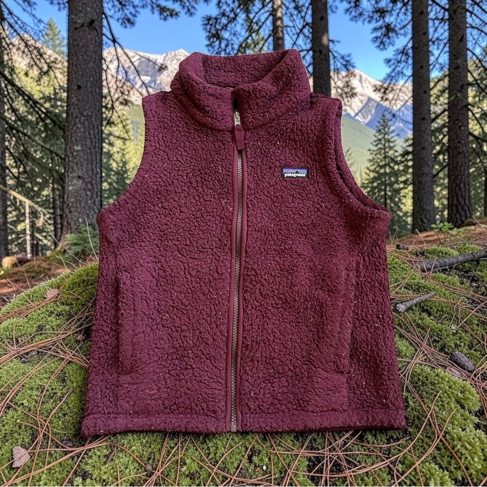 Patagonia Los Gatos Vest Girls Medium 10 Dark Currant‎ Purple Fleece 65490